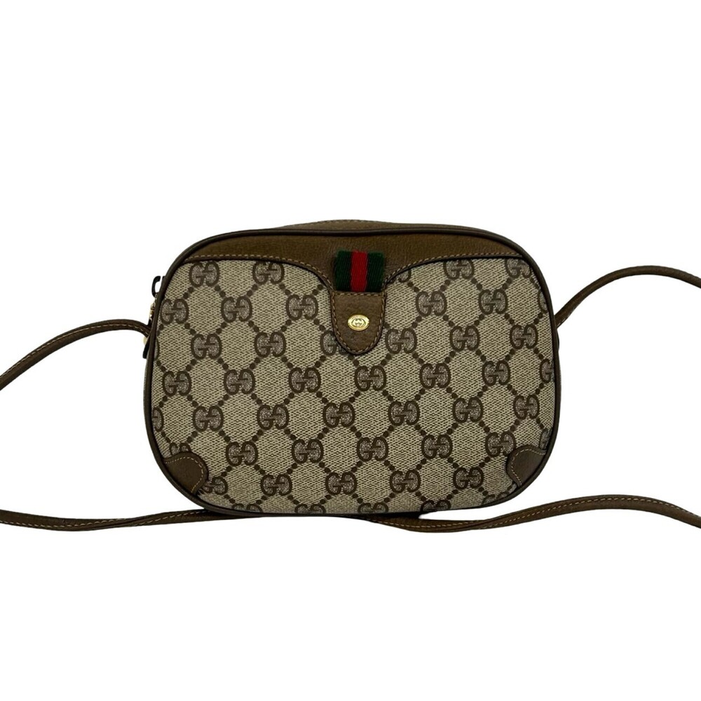 GUCCI Vintage Sherry Line GG Logo Hardware Leather Shoulder Bag Pouch Sacoche... - Picture 1 of 9